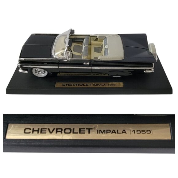 Road Signatures 1959 Chevrolet Impala Convertible Black 1/18  Road Signature 1:18 1959 Chevy Impala Convertible Diecast #92118 w/ Display Base